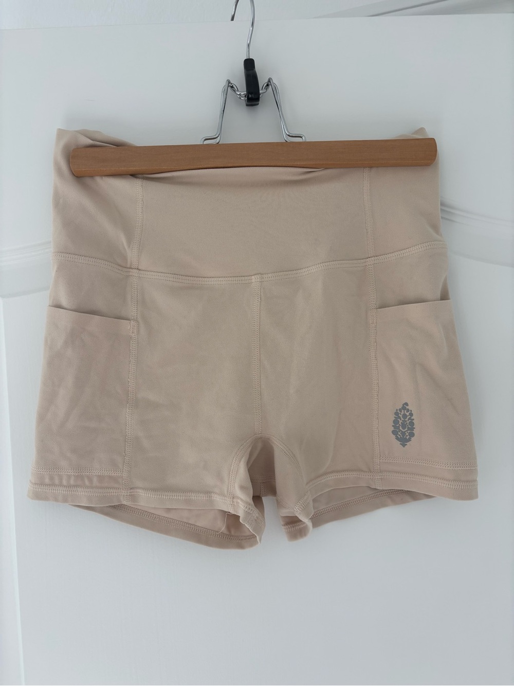 FP Movement by Free People High-Waist Bike Shorts - Nude Beige